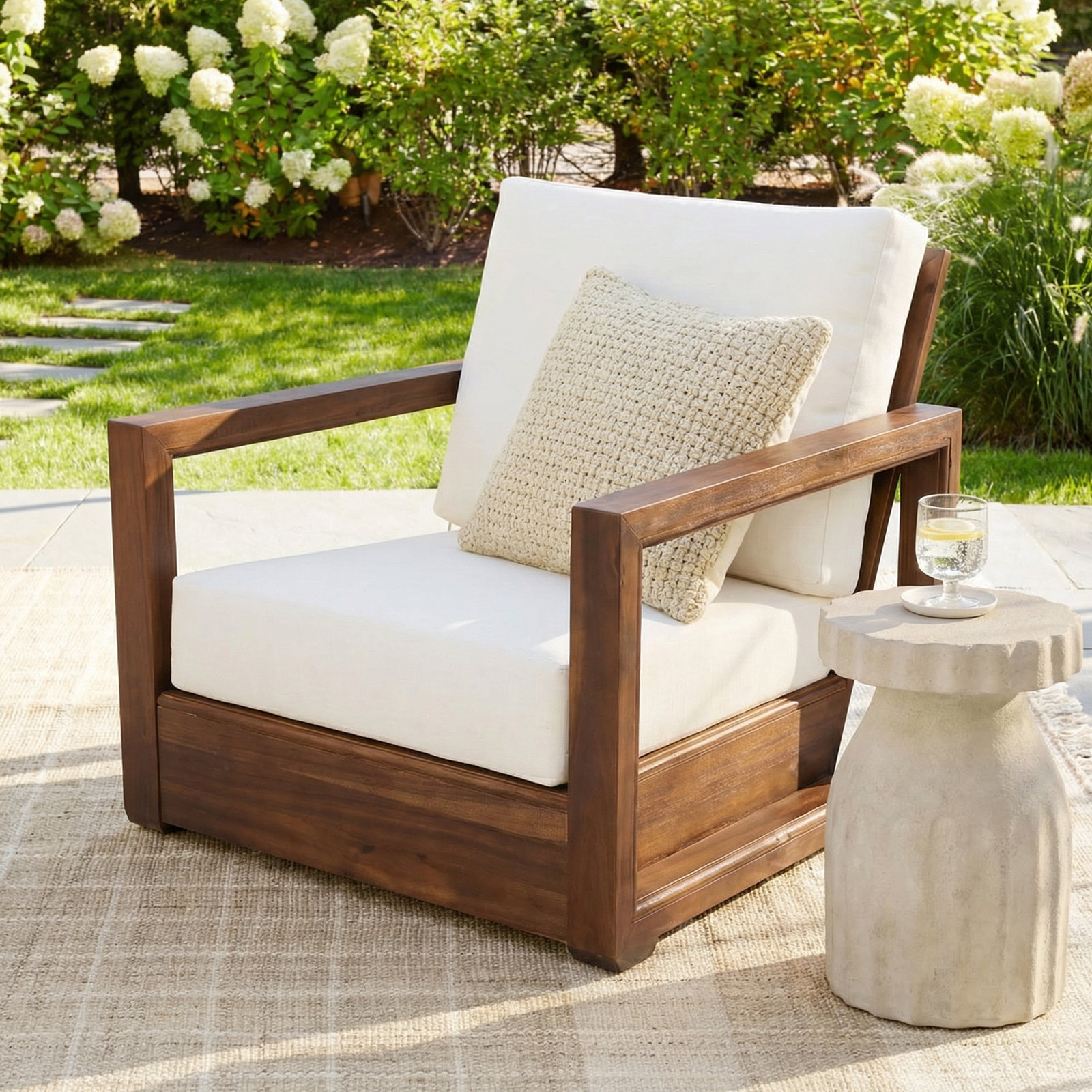 Donnie Acacia Outdoor Lounge Chair, Mocha