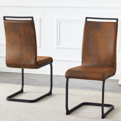 Retro Dining Chairs In Suede - Like Tech Fabric, Metal Legs, Slip Design, For Different Living Room Style Fabric Chairs, Reinforced Frame, Feet, Suitable Environments