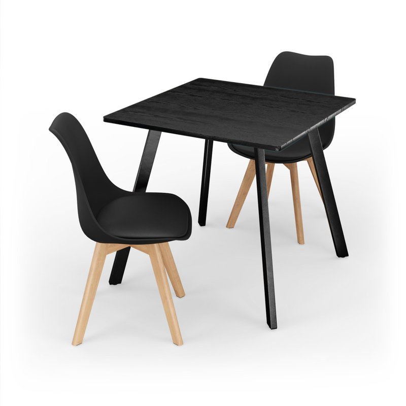 2 - Person Dining Set, Black Wood / Black