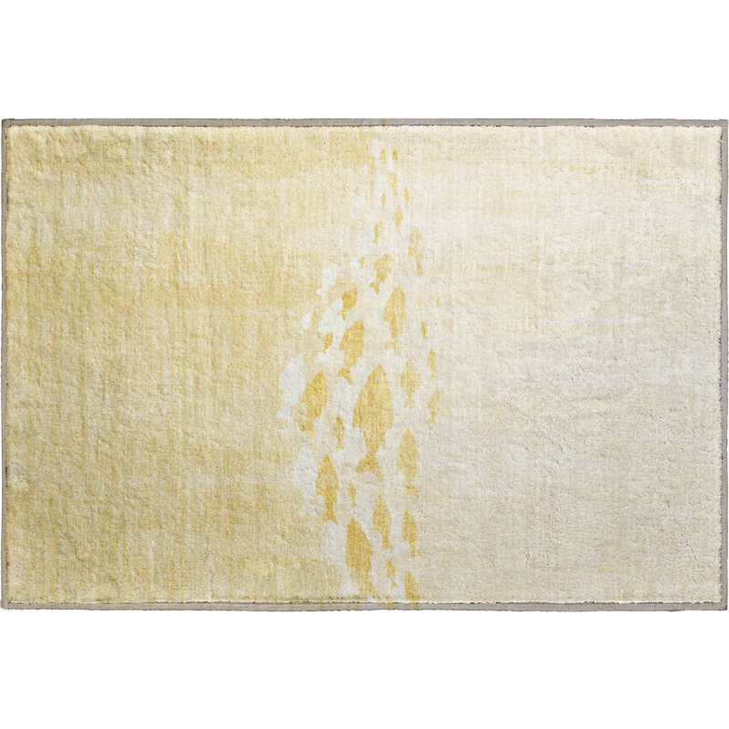 Premium Machine Washable Cerrito Gold Rug, Rectangle 1'8" x 2'6"