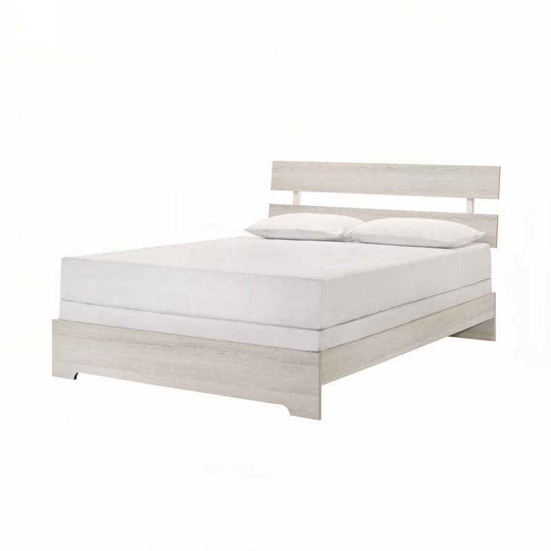 Low-profile Platform Bed, White Washed, King