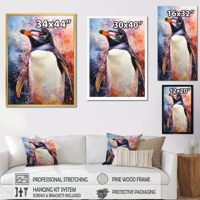 Penguins Antarctique élégance sur toile, H 32 po x l 24 po x P 1 po, Toile tendue