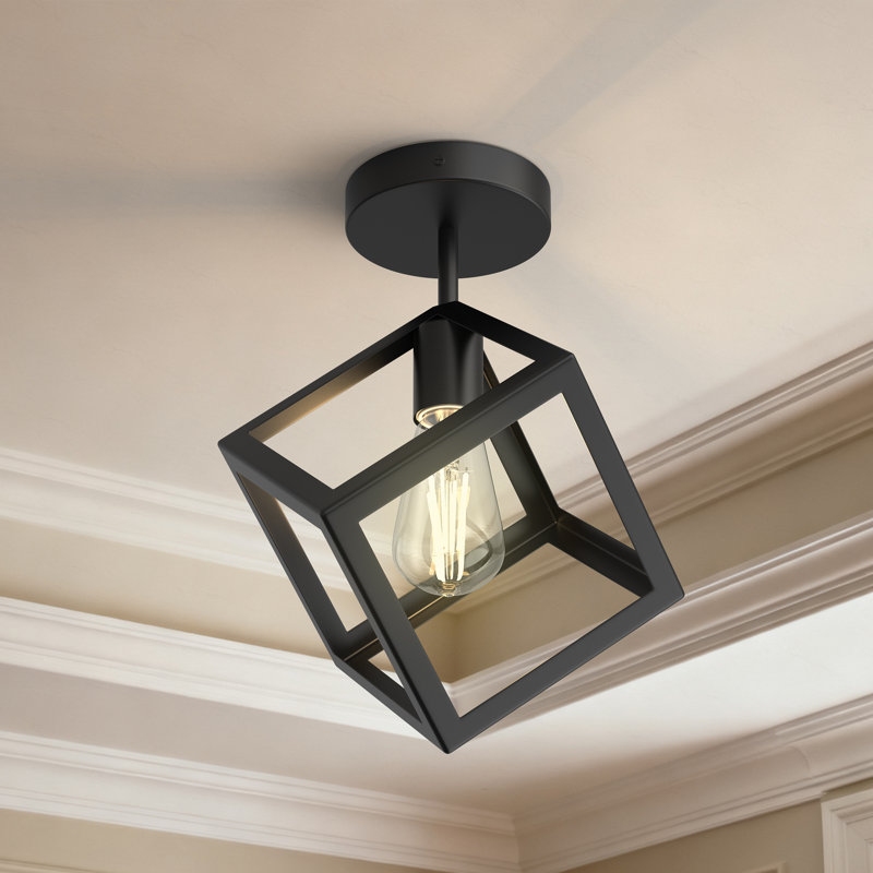 Plafonnier semi-encastré carré 1 lumière pour vestibule Hallyway