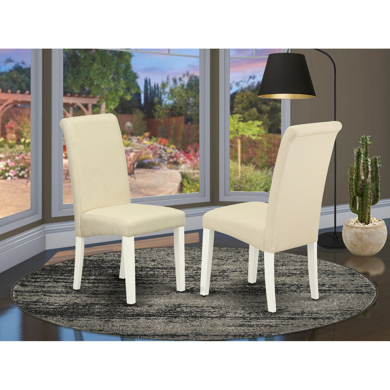 Chaises de salle à manger Barry Parson - Ensemble de 2 chaises rembourrées en lin crème, lin blanc, Crème, crème, Lin blanc