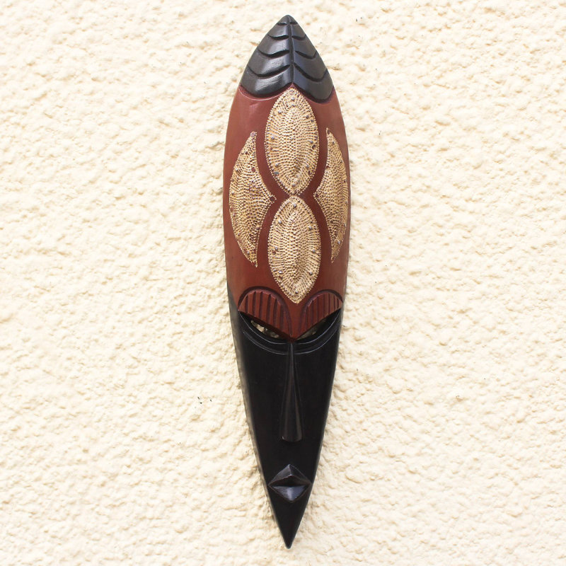 Décoration murale masque «True Love and African» en bois et aluminium