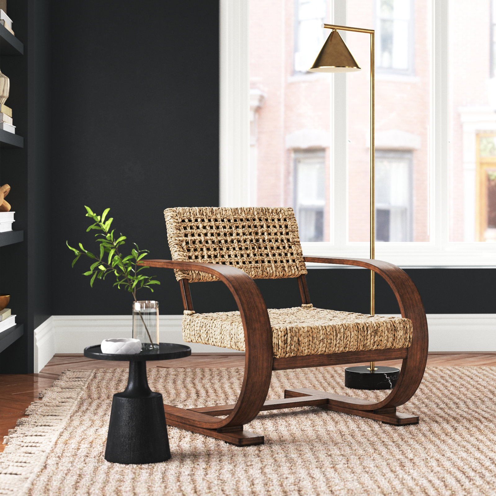 Elara Woven Armchair, Hearth Walnut