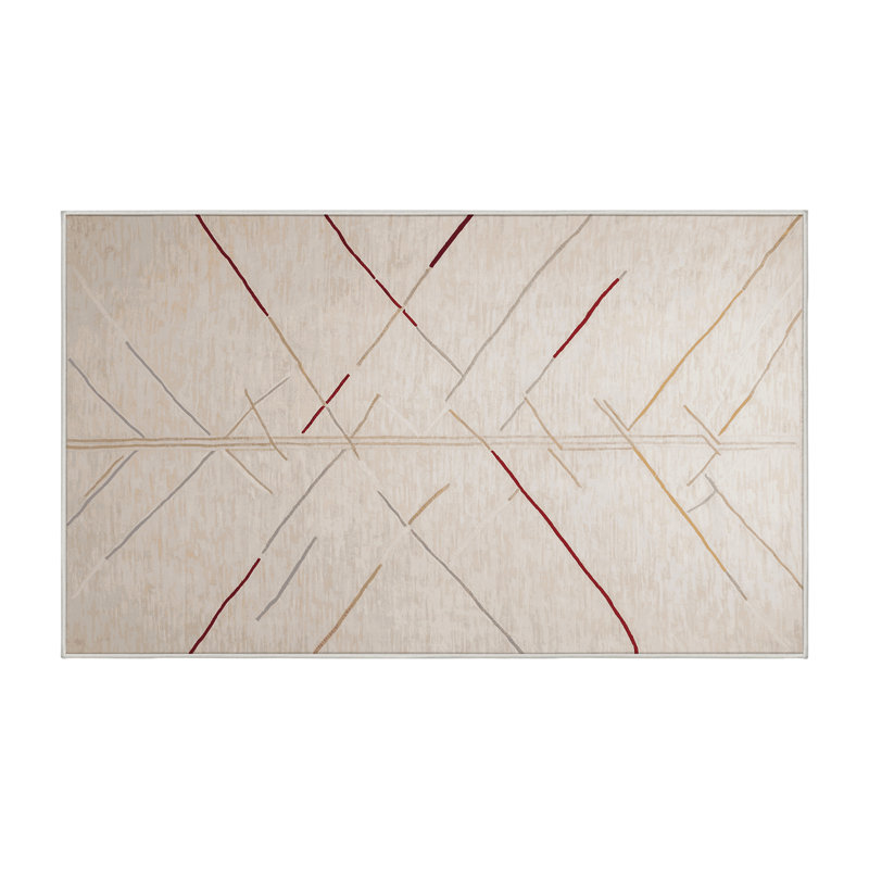 Machine Washable Beige Area Rug, Rectangle 5' x  8'
