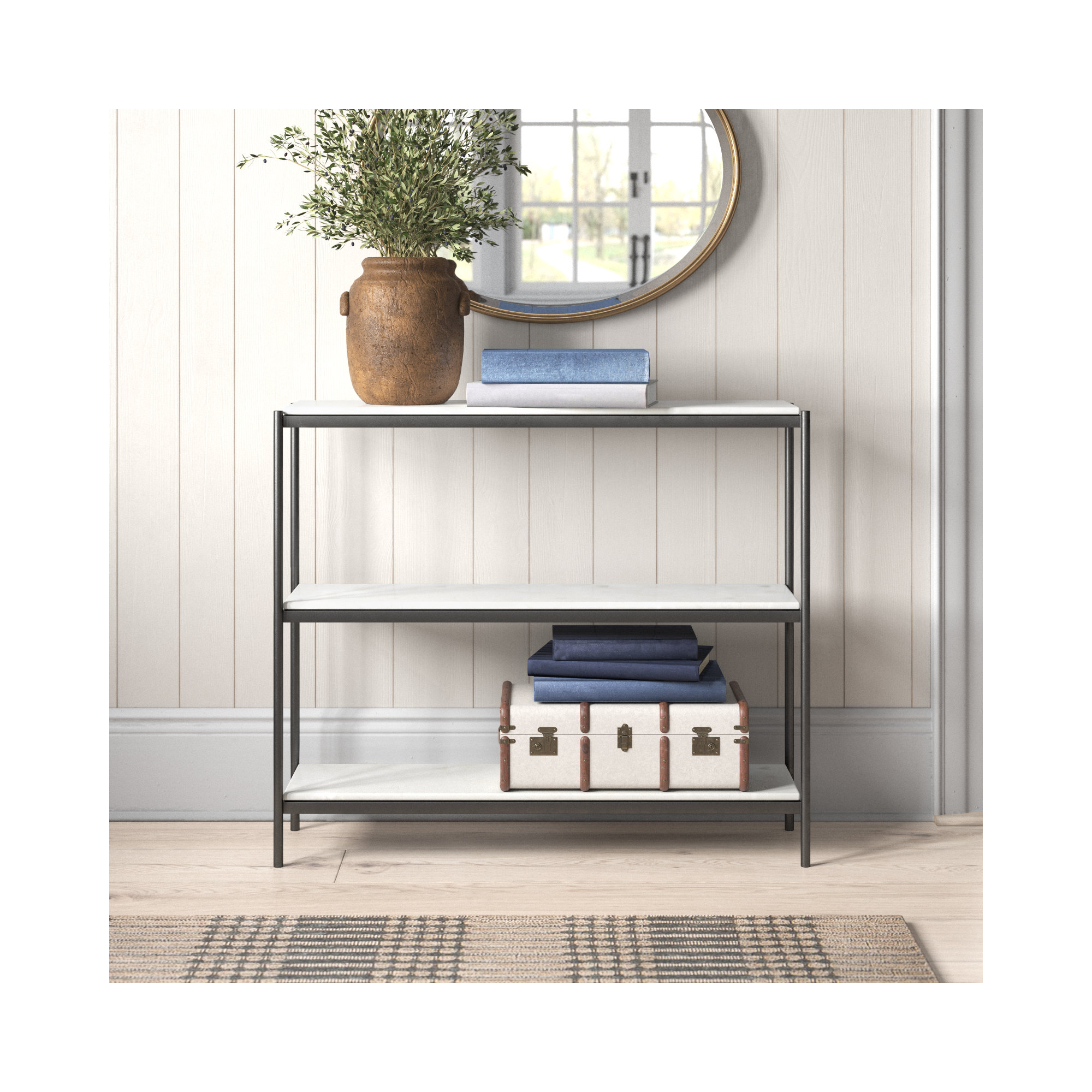 36'' Console Table, Hammered Gray
