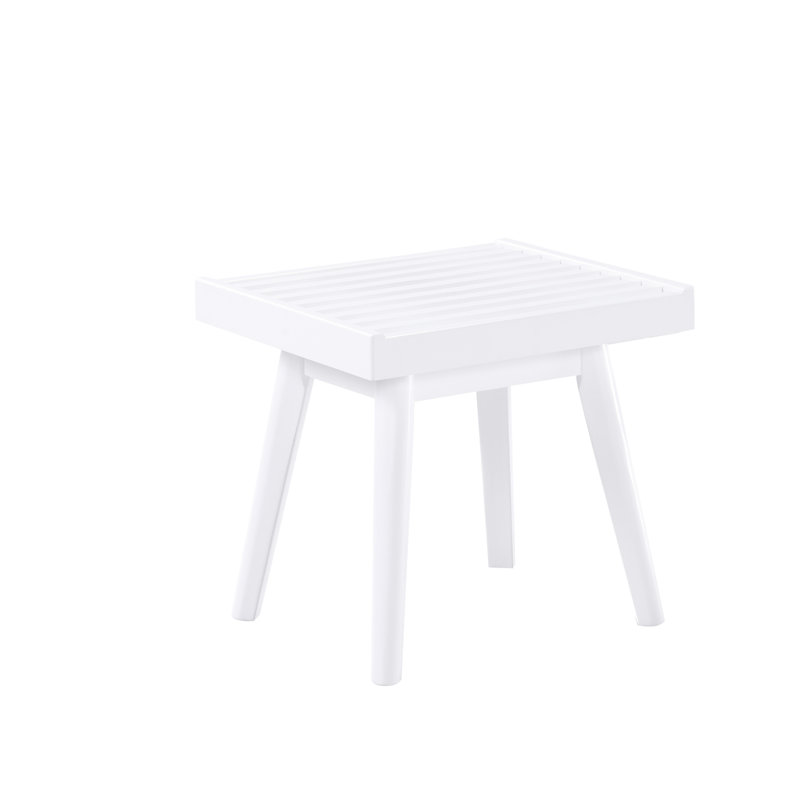 Banc en bois massif de 19 pouces avec dossier à lattes, blanc - Rehausse le porte-revues Home Style, ajoutant fonctionnalité à l'espace de lecture