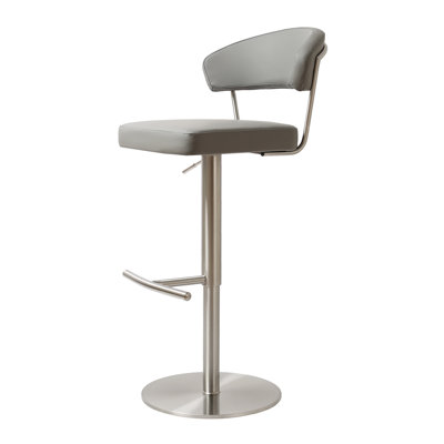 Bihter Swivel Upholstered Adjustable Height Bar Stool with Stainless Steel Frame