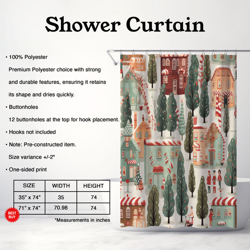 Rideau de douche Peppermint Street - Premium, H 74 po x l 71 po