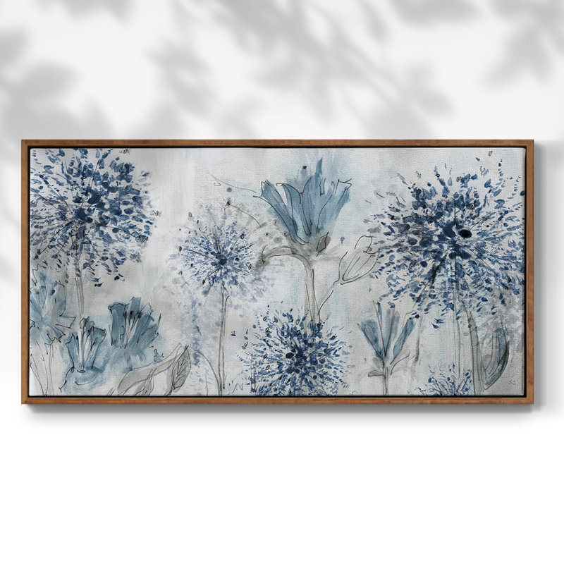 «Field of Blue», toile tendue avec châssis encadré, prête à être accrochée, H 17 po x l 33 po, Noyer