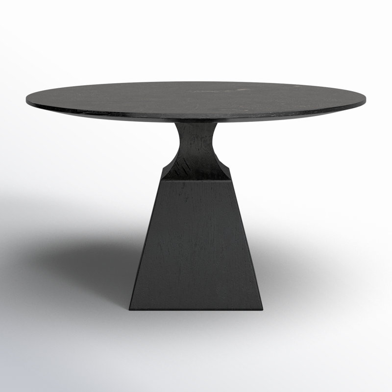 Sargon Round Stone Dining Table, Bluestone/Washed Black