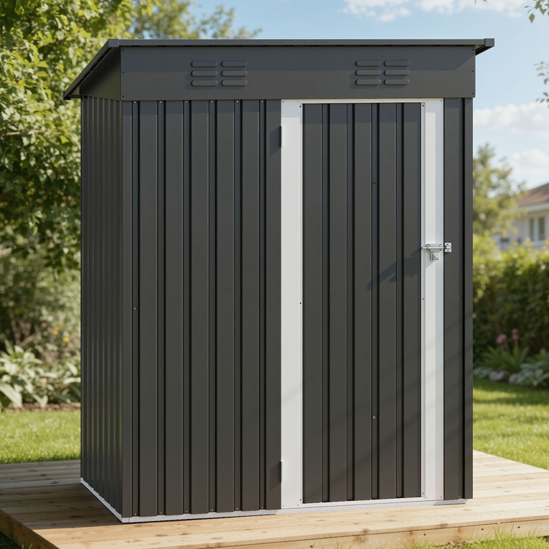 Remise de rangement en acier galvanisé l 4,6 pi x P 2,5 po x H 6 po, Gris