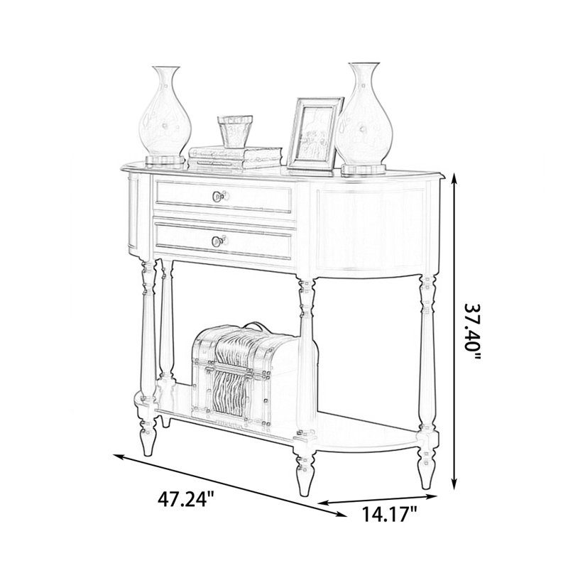 White Solid Wood Console Table, 37.4" H x 47.24" W x 14.17" D
