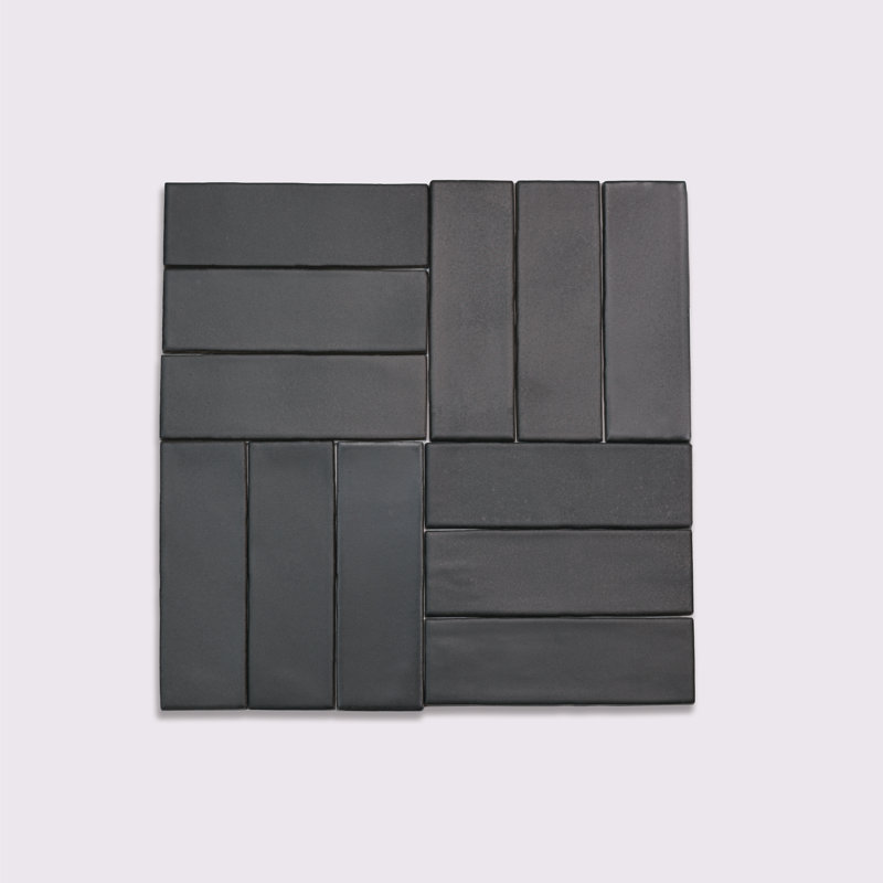 Celine 2" x 6" Matte Porcelain Floor & Wall Tile, Black