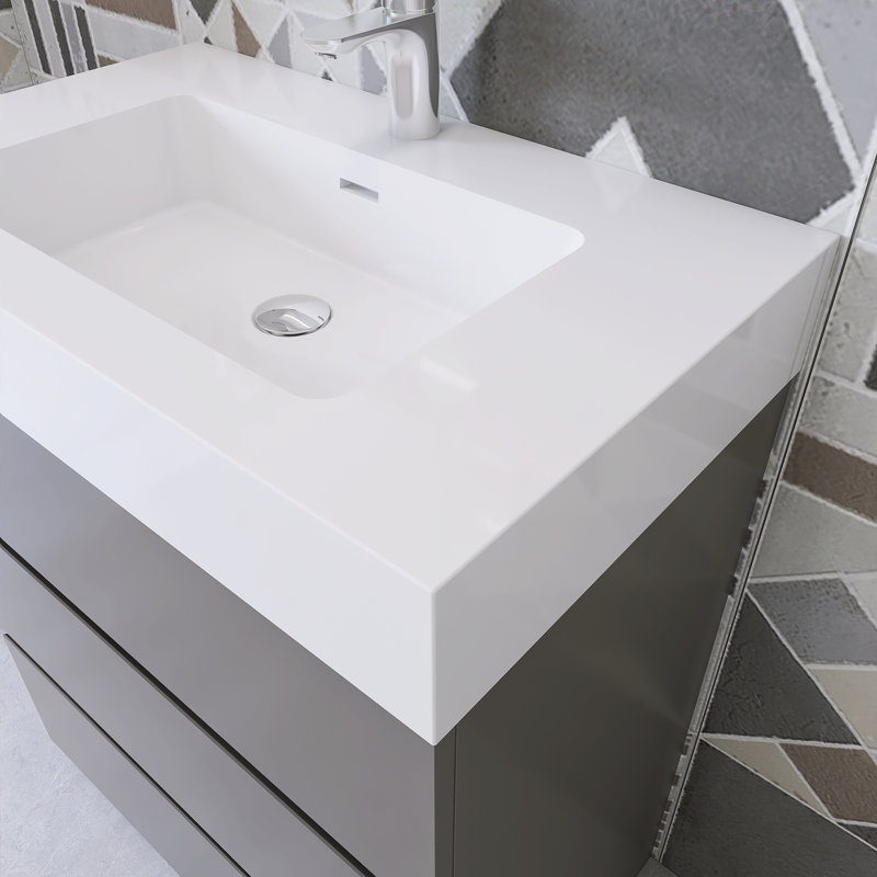Ensemble de meuble-lavabo simple 29,9 po Satonia, Blanc, Gris