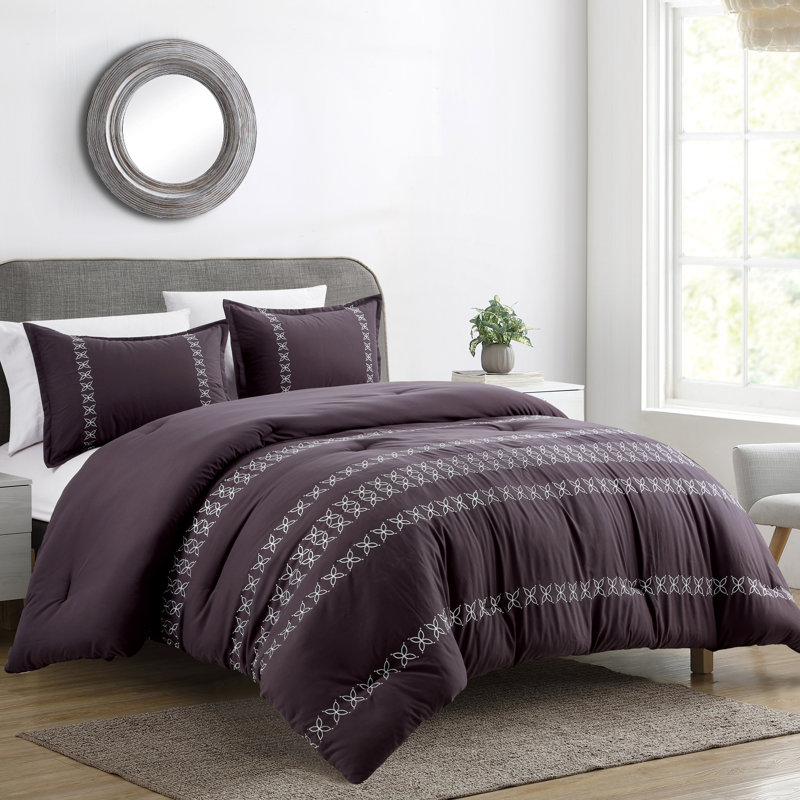 Polyester Box Stitch Comforter, Queen Comforter + 2 Standard Shams