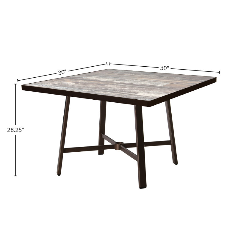 Marin Outdoor Square Dining Table, Pallazo White, Carbon Black