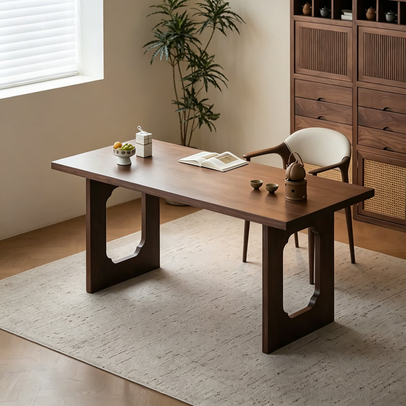 Elegant Nut-Brown Solid Wood Pine Rectangle Desk, 29.5" H x 47.2" W x 23.6" D