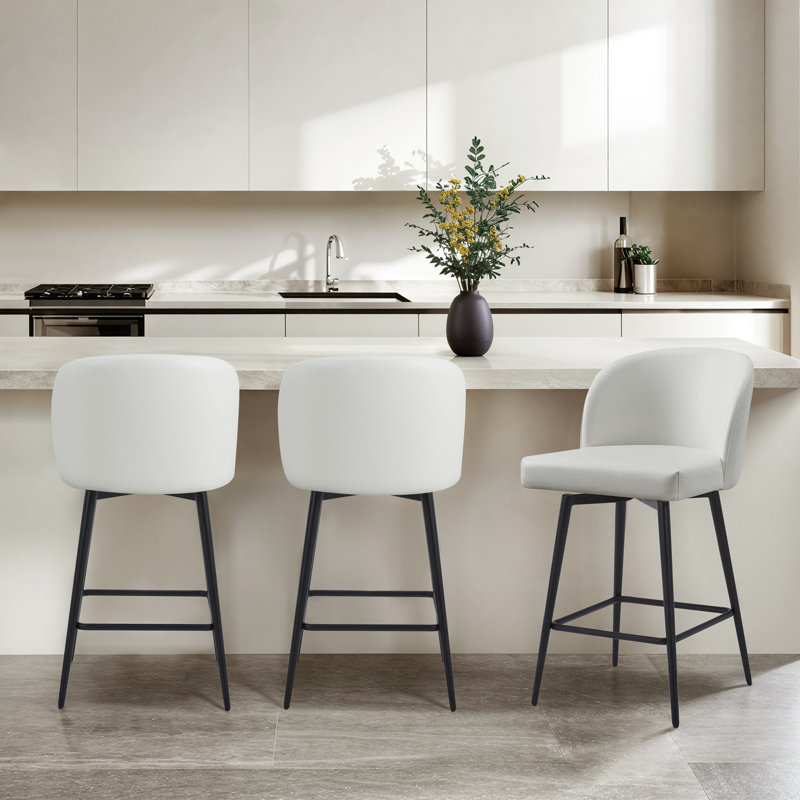 Benedit Swivel 27.1'' Counter Stool, White