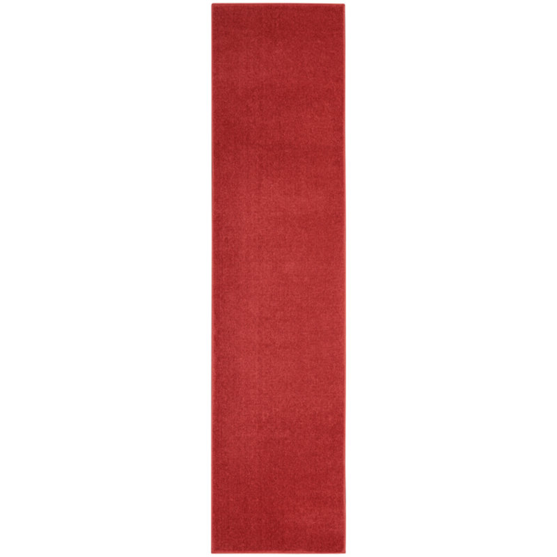 Tapis intérieur / extérieur rouge Mullican Sandy, Tapis de couloir 2 pi 2 po x 14 pi