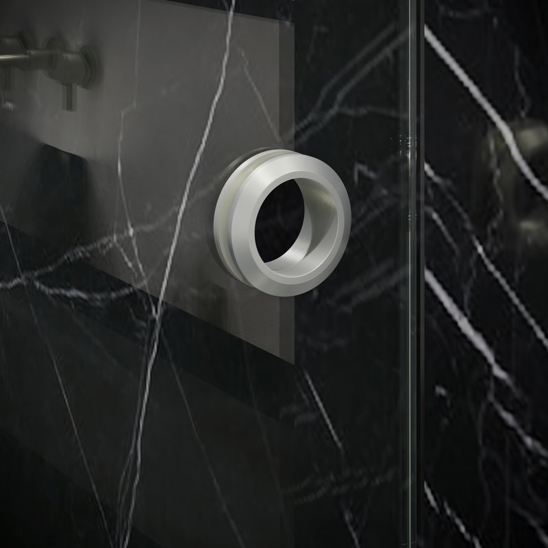 Hugo 56 - Porte de douche coulissante sans cadre 60 x 78 po en verre trempé transparent 3/8 po, Acier inoxydable brossé