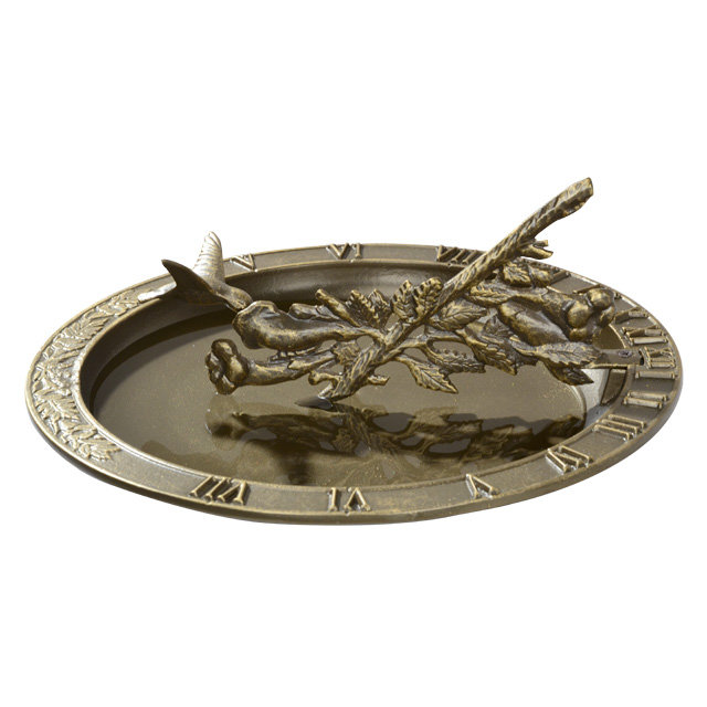 Bain d'oiseau avec cadran solaire colibri, Bronze français
