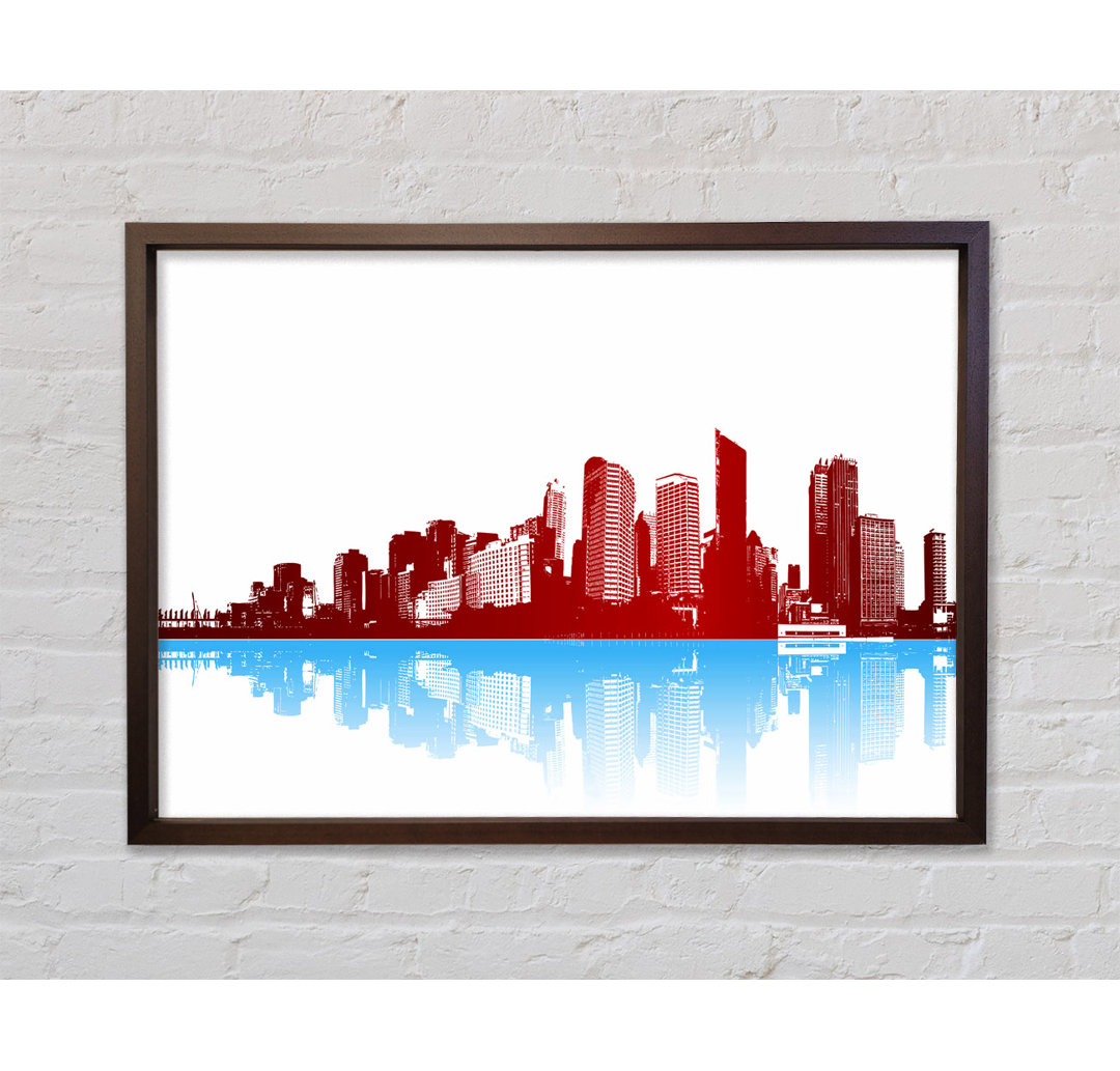 Rotes New York in blauen Reflektionen - Druck