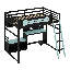 Lit mezzanine en bois avec bureau-1746373084