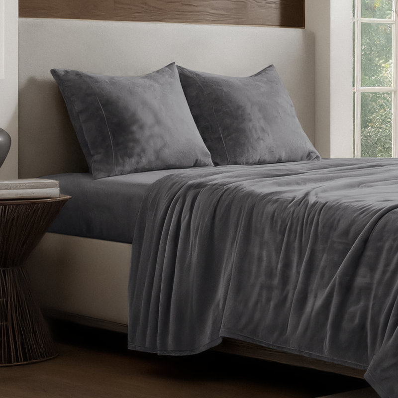 Microplush Sheet Set, Queen Sheet Set + 1 Fitted Sheet + 2 Pillowcases, Gray