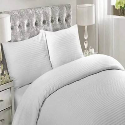 NightComfort Satin Stripe Modern Cotton Rich Duvet Cover Set with Pillowcase