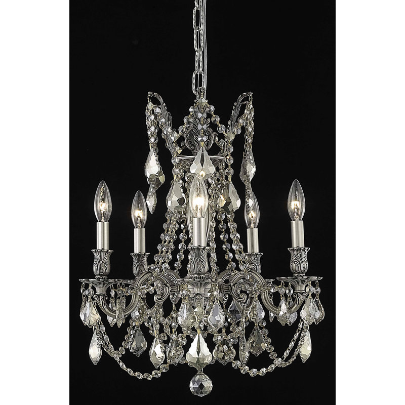 Lustre classique / traditionnel à 5 lumières de style bougie avec détails en cristal Ashmin