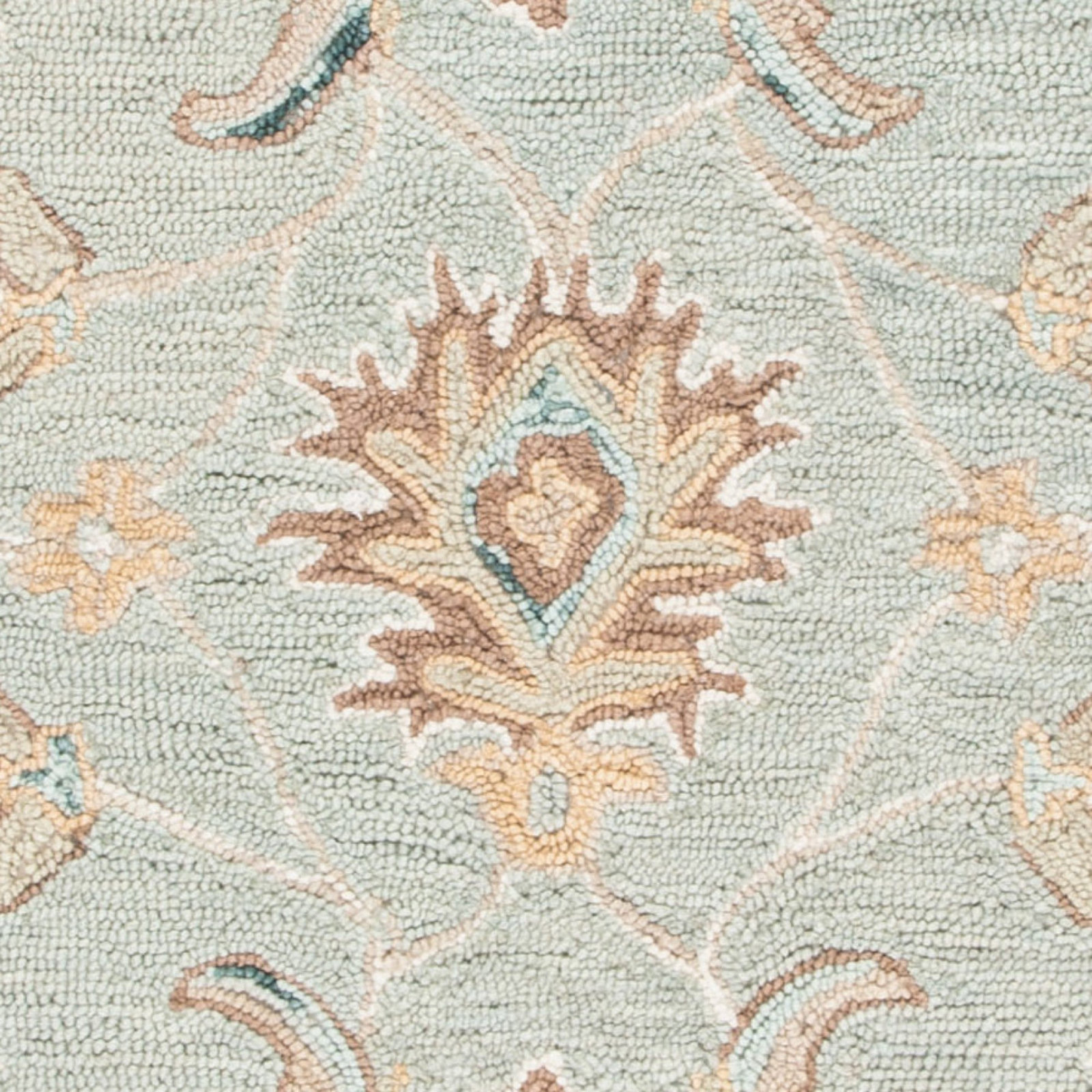 Desmondia Handmade Wool Aqua/Ivory Rug, Rectangle 2'3" x 4'