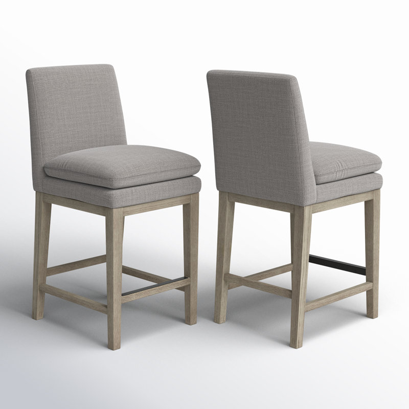 Bethea Upholstered Counter Stool (Set of 3), Effie Flint Performance Linen