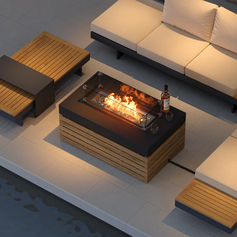 39-inch Smokeless Propane Fire Pit Table with CSA Certification, 50,000 BTU Outdoor Heating Firepit for Patio, Deck with Wind Cover & Propane Hose Adapter