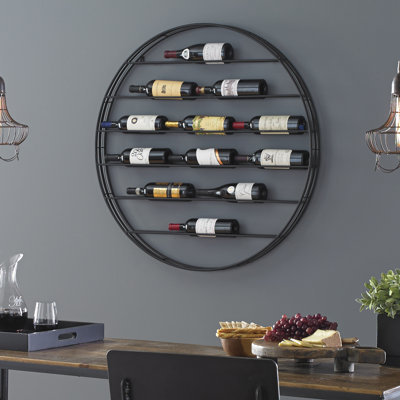 Label View 12 Bottle Wall Mounted Wine Bottle Rack