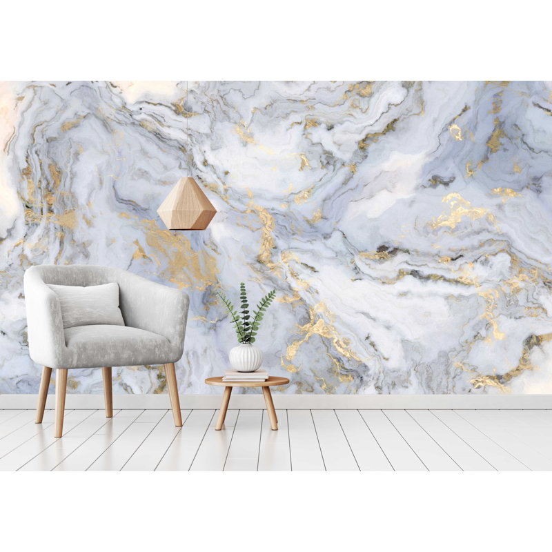 Marble Abstract Design Wallpaper Removable Wallpaper, 75" L x 112" W