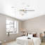Ventilateur de plafond à profil bas de 52 po, ventilateurs de plafond modernes blancs avec télécommande pour chambre à coucher, salon, 3 vitesses, abat-jour en verre - blanc mat