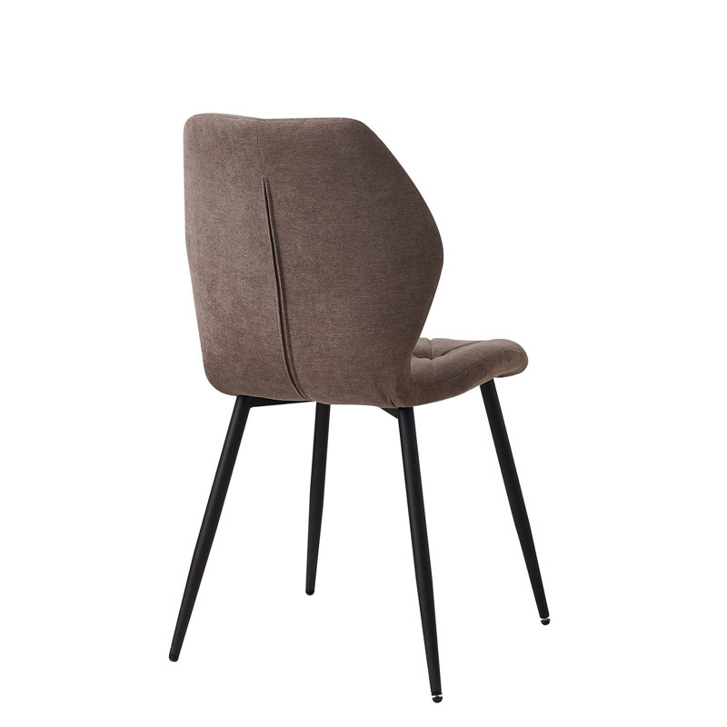 Modern Simple Round Solid Wood Dining Table Set - Set Of 4 Diamond Pattern Velvet Dining Chairs - Metal Legs - For Living Room/Bedroom