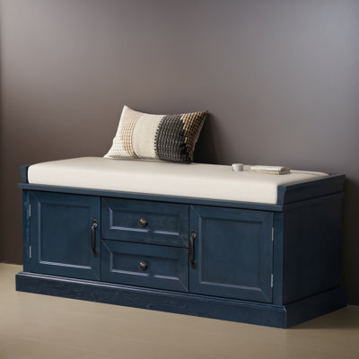 43" Shoe Storage Bench with Cushion, Entryway Storage with Hidden Storage