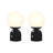 Mila 9.85 in. Mid-Century Modern LED Bedside Table Lamp with Black Marble and Frosted Globe Shade - Bundle Set of 2-104311734
