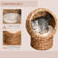 Lit pour chat surélevé à la main, coussin moelleux et panier rotatif, espace enchanteur félin intérieur, H 24 po, lit brun tissé à la main avec coussin, structure rotative, pour chats,
