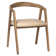 Jensen Natural Oak Curved Back Dining Arm Chair With Upholstered Ivory Linen Seat