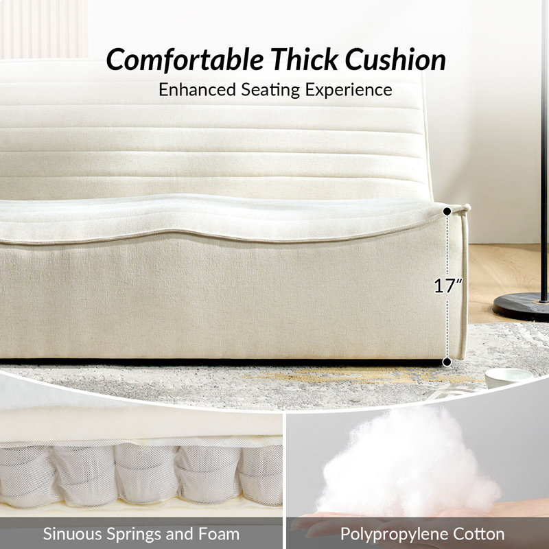  Jacinto 118.5" W Modern Sectional Sofa, Ivory Polyester Blend