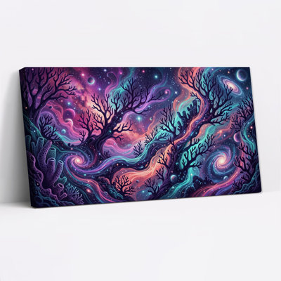 Arbres galactiques fantastiques dans une nébuleuse tourbillonnante - Toile murale