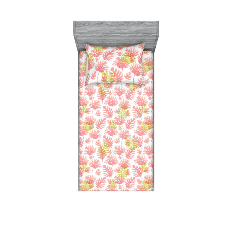 Drap-housse et taie décorative Ambasonne, Ensemble de draps pour lit simple avec 1 taie d'or