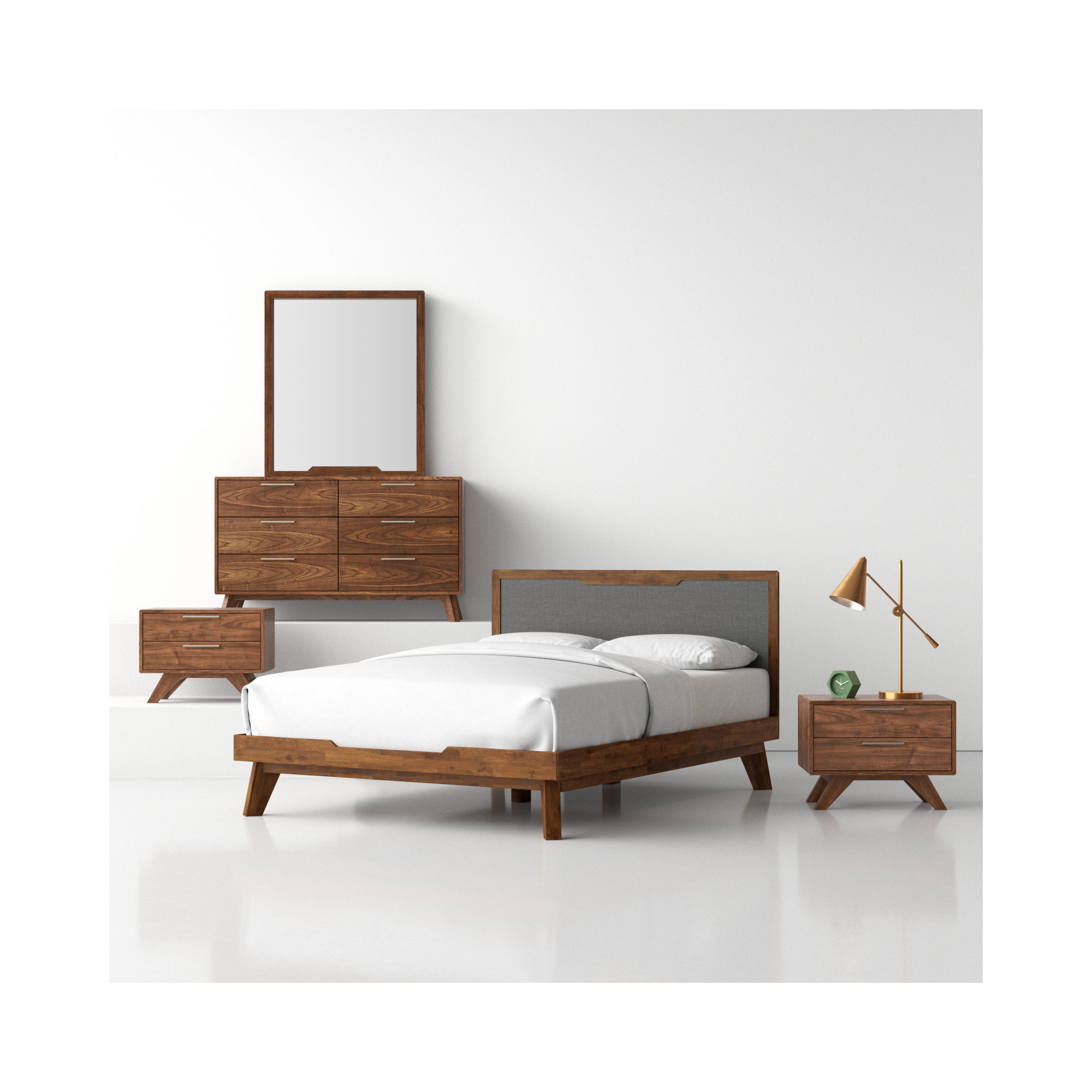 Glow Bedroom Set, Walnut, Queen