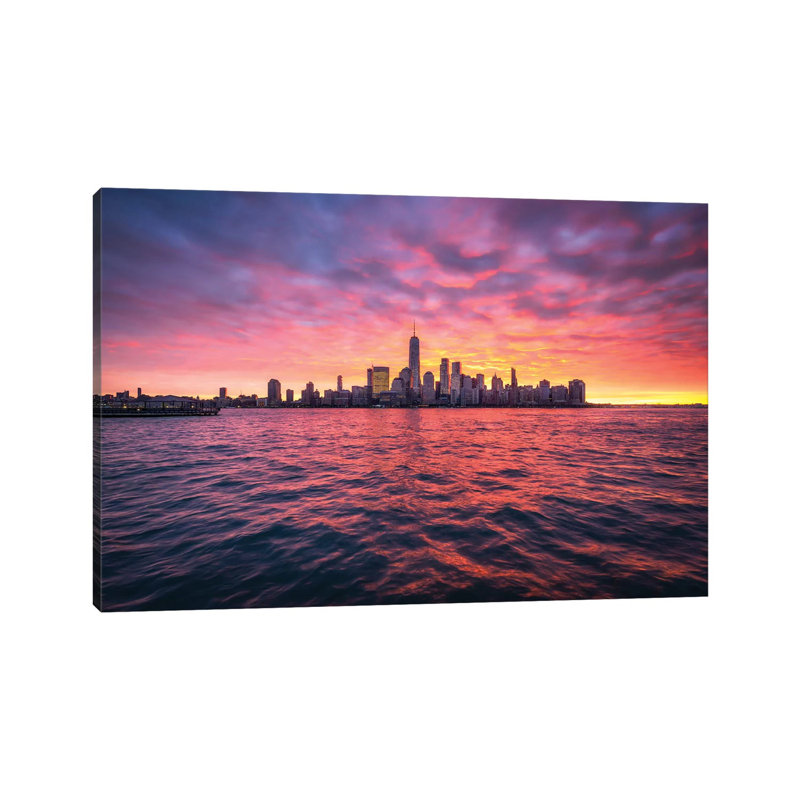 Manhattan Skyline At Sunrise by Jan Becke - Wrapped Canvas Gallery-Wrapped Canvas Giclée, 45.72cm H x 66.04cm W