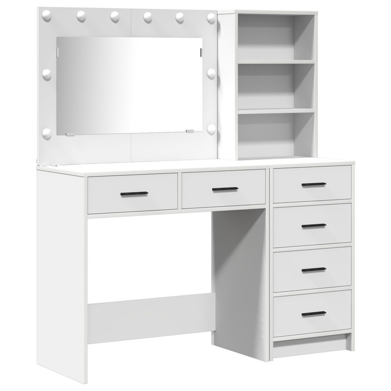Set Of 2 Engineered Wood Standard Mirror, White